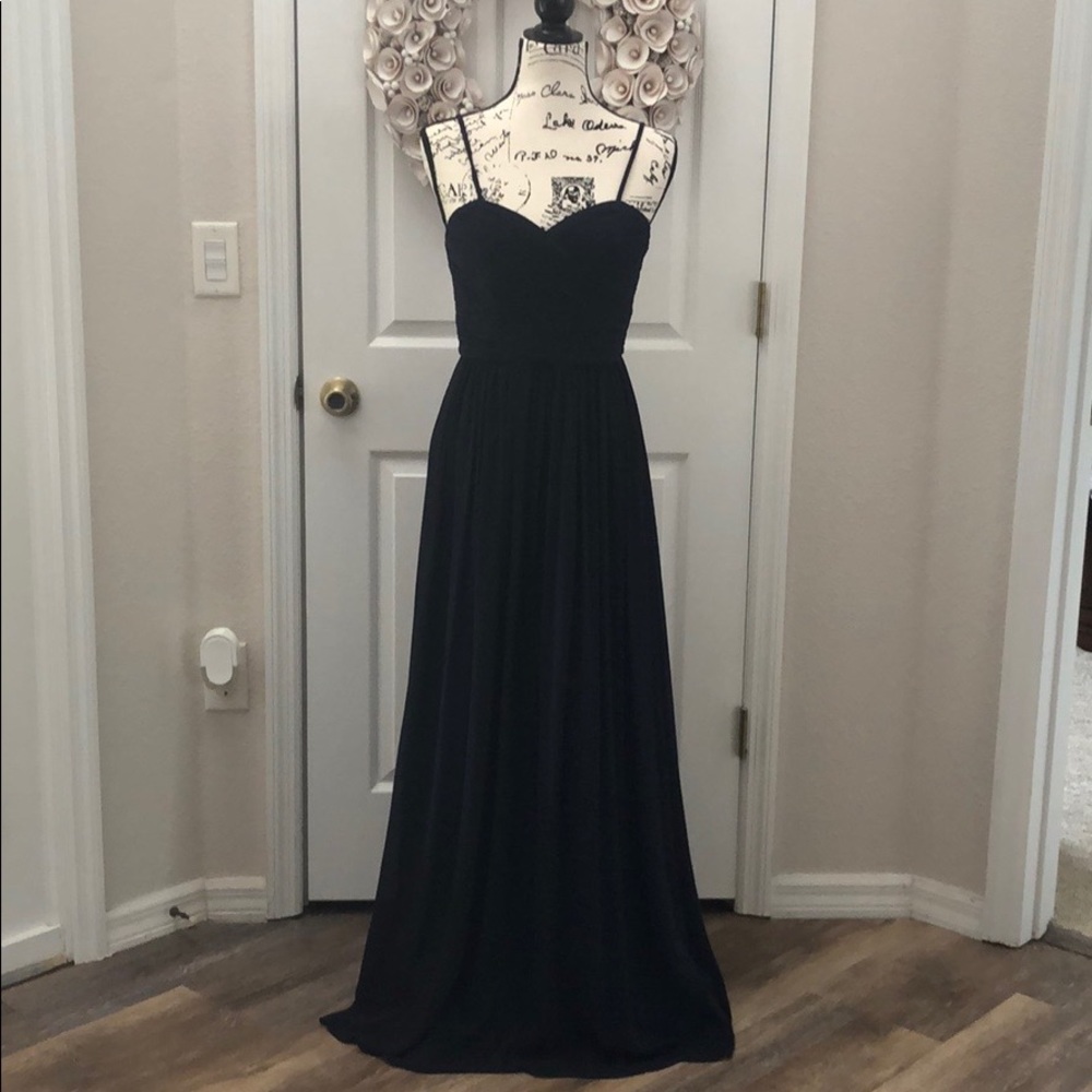 DONATED!! Navy Crinkle Chiffon dress w/sweetheart - Picture 3 of 8